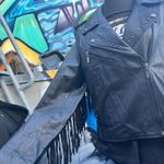 Black Leather Fringe Studded Jacket Size L Photo 10