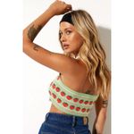 Motel Rocks Motel Roe Crop Top in Mint String Of Strawberries Size XS Photo 2