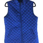 kim rogers Womens Quilted Puffer Vest Rhinestones Pockets Full Zip Blue M Photo 0
