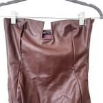 ZARA Faux Leather Sleeveless Bodysuit Brown X-Small Photo 3