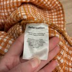 Reformation NWT  Gemini Smocked Gingham Orange Mini Dress Size S Photo 5