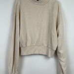Forever 21  Beige Cropped Mock Neck Sweatshirt Size M Long Sleeve Shirt Top Photo 0