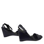 Brooks Brothers Leather Ankle-Strap Open-Toe Wedges Navy Blue Size 8.5 Photo 6