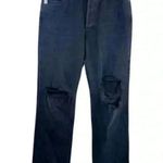 AGOLDE  Black‎ Lana Mid Rise Distressed Straight Leg Jean Photo 1