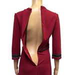 Homeyee Burgundy Black Crew Neck 3 Quarter Sleeve A Line Zip Back Midi Dress S Red Photo 7