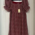 Joie  Red and White Puff Sleeve Dress Photo 0