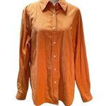 Ann Taylor 2 Tone Orange Striped Long Sleeve Button Down Women's Shirt Large Photo 0