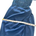 La Femme NWT  Scoop Laced A-Line Satin Embellished Evening Gown Navy Blue 00 Flaw Photo 14