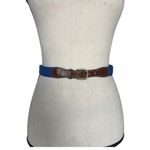 Vintage Fabric And Leather Fishing Theme Belt Size S Blue Photo 0