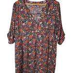 Democracy Floral Print Dress 3/4 Sleeve V Neck Pullover Womens Plus Size 1X Photo 0