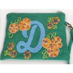Jenny Krauss Embroidered Monogrammed Cursive D Zippered Pouch Green Photo 1