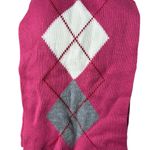 #798 Pink/Gray Knit Scarf with Argyle Pattern Gray Photo 1