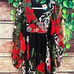 Farm Rio x Anthropologie Long Sleeve V Neck Floral Maxi Dress Balloon Sleeve S Black Photo 5