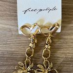 Free People Gold Dangle Earrings With Hearts and Flowers NWT Photo 0