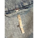 Free People Distressed Denim Jacket Light Wash Frayed Pockets Button Front Women Photo 2