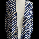 Agenda Open Cardigan/Blouse Zig Zag Blue/Yellow/White Size Small Blue Photo 0