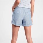 Athleta  Cabo Linen 4” Shorts in Chambray Blue Pull-On Travel Size 10 Photo 1