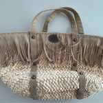 IKKS | women’s fringe, straw tote bag. Tan Photo 7