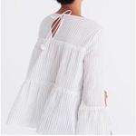 Madewell Womens White Haysboro Striped Bell Sleeve Crewneck Tiered Top Small Photo 2
