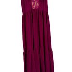Saloni Suzi Ruffle Lace Trimmed Crinkled Gauze Maxi Size 6 Dress Magenta $625 Pink Photo 7