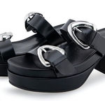 Aerosoles  Shoes Women’s 9.5 Chance Black Leather Slide Platform Sandal Photo 0