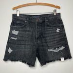Arizona Jeans NWOT Arizona jean company black distressed jean shorts hi rise size 15 Photo 0