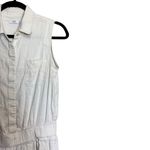 Vince Wide Leg Cropped Jumpsuit Womens 4 Ivory Linen Blend Sleeveless Collared Photo 2