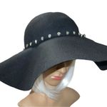 D&Y  100% wool black floppy hat with black band with rhinestone sparkle! Photo 1