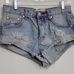 One Teaspoon   Bandits Distresssed Denim Shorts Size 24 GUC Photo 0