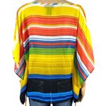 Apostrophe Womens Poncho Blouse Top Shirt Sheer Brightly Striped Pullover Medium Photo 6