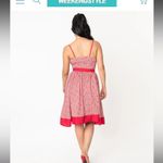 Unique Vintage Red Gingham Cherry Print Rye Swing Skirt Photo 10