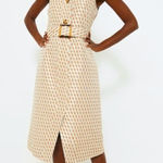 Tuckernuck  NWT Ocean Spray Sleeveless Cheyenne Dress size XS tan/blue geo print Photo 0