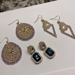 Lot Of 3 Costume Earrings Pierced Gold Tone Dangle Photo 0