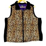 Lauren Ralph Lauren Womens 2X Puffer Vest Full Zip Up Cheetah Purple Quilted Tan Photo 0