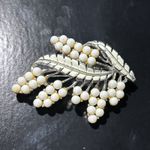Vintage Coro Signed 2.5” Gold Tone White Faux Pearl Brooch/Pin Photo 0