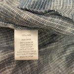 Boho Chic Blue & White Striped 100% Linen 3/4 Sleeve Button Down Shirt Size S Photo 10