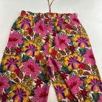 Rose + Olive  Bright Floral Textured Crepe Wide Leg Pant L Photo 6
