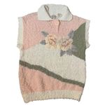 Palm Springs Yacht Club Pink Cream Textured Floral Knit Sweater Sz S Vintage Photo 4