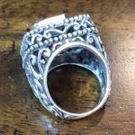 BARSE Blue Topaz Sterling Silver Filigree Cut Out Statement Ring Sz 7 Photo 7