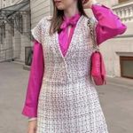 ZARA  Textured Weave Tweed Dress With Ruffles Photo 4