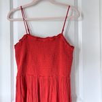 Anthropologie Women’s Rust Pink 100% Cotton Crepe Sleeveless Midi Dress Medium Photo 3