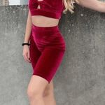 Fabletics High Waisted Velour Bike Short 9” NWT Cherry Burst $49.95 XXS ON SITE Photo 0