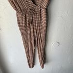 VICI Jumpsuit Womens Small Brown White Short Sleeve Waist Tie Soft Rayon Romper Photo 2