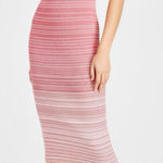 STAUD  Dana Ribbed Knit Midi Dress, Coral Pink/White, Small Photo 0