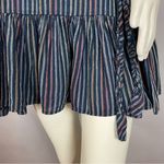 Marine layer Dress Laney Linen Mini Navy Rainbow Stripe Size Small Braided Belt Photo 13