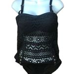 Lookbook Store LOOK-BOOK STORE Crochet Lace Halter One Piece Swimsuit Sz. 6 Black Stunning Sexy Photo 7