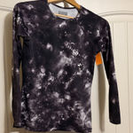 Athleta  Supernova Crew Rashguard Top Small Black Crewneck NWT NEW Tie Dye Print Photo 0