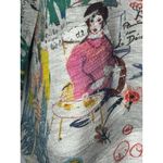 Inoah Shirt Women Medium Gray Artsy Paris Long Sleeve Asymmetric Hem Top Boho Photo 7