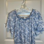 H&M Blue/White Floral Off Shoulder Short Sleeve Dress S Photo 2
