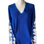 French Connection NWT Caballo Floral-Lace Sleeve Sweater Blue / White Photo 4